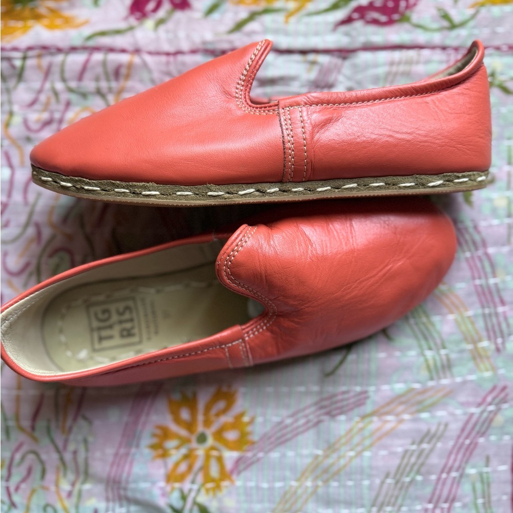 Tigris Orange Leather Slip-On Shoes - Picture 3 of 11